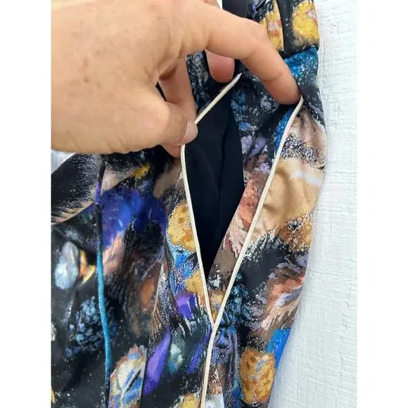 Peter Pilotto Fireworks Abstract‎ Printed Straight Leg Silky Pants w/ Pockets, 6